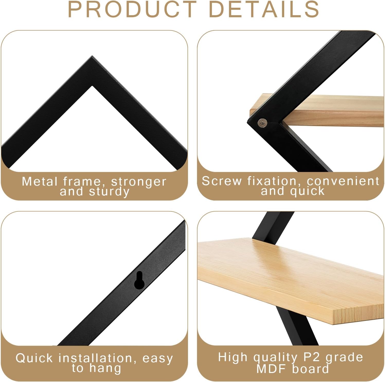 Set of 3 Wooden Floating Shelves