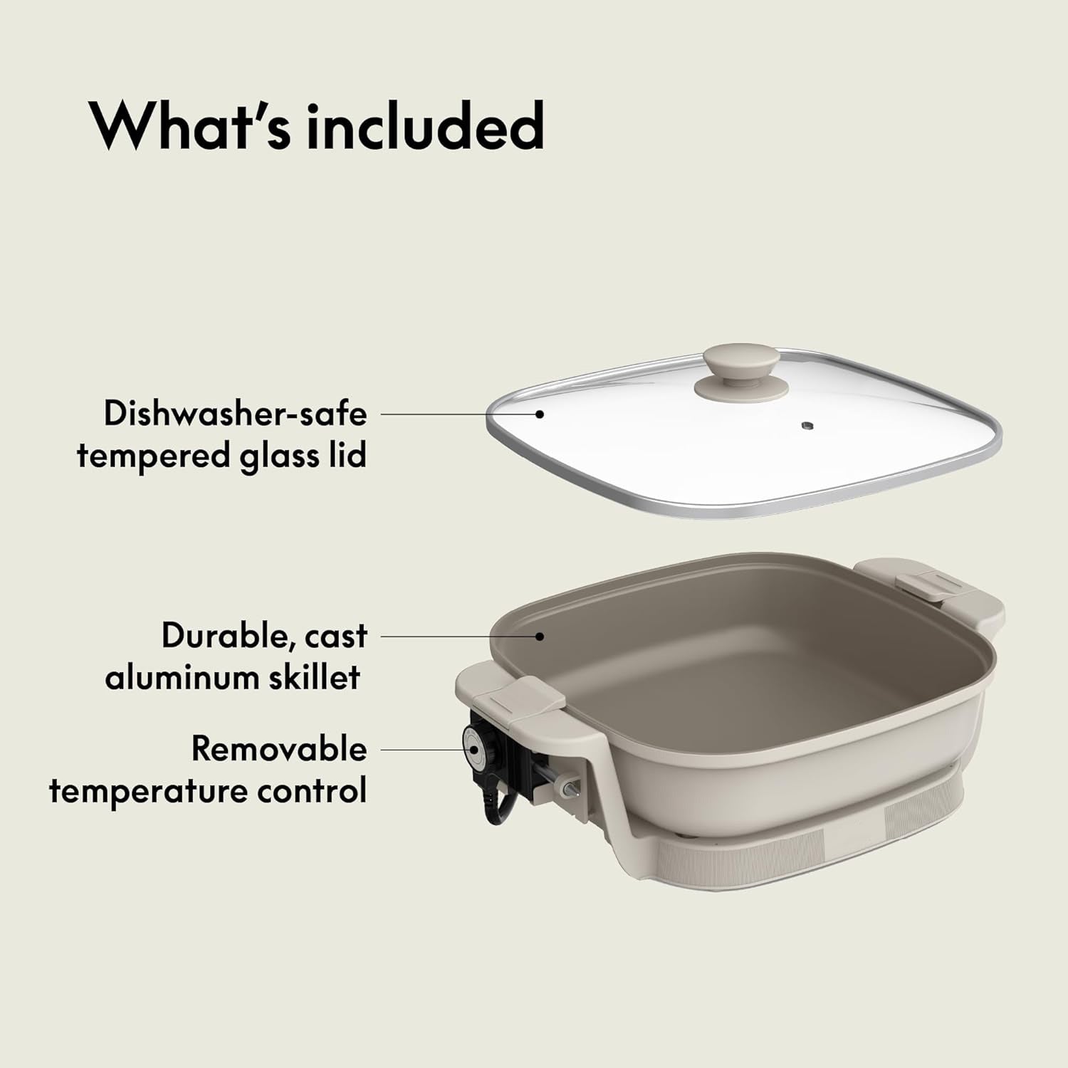 Adjustable Temperature Electric Skillet with Lid